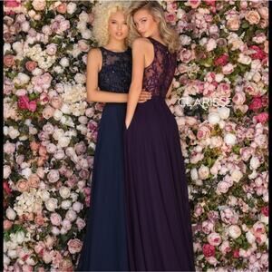 NWT Clarisse 8025 Damask Eggplant Size 14 Dress